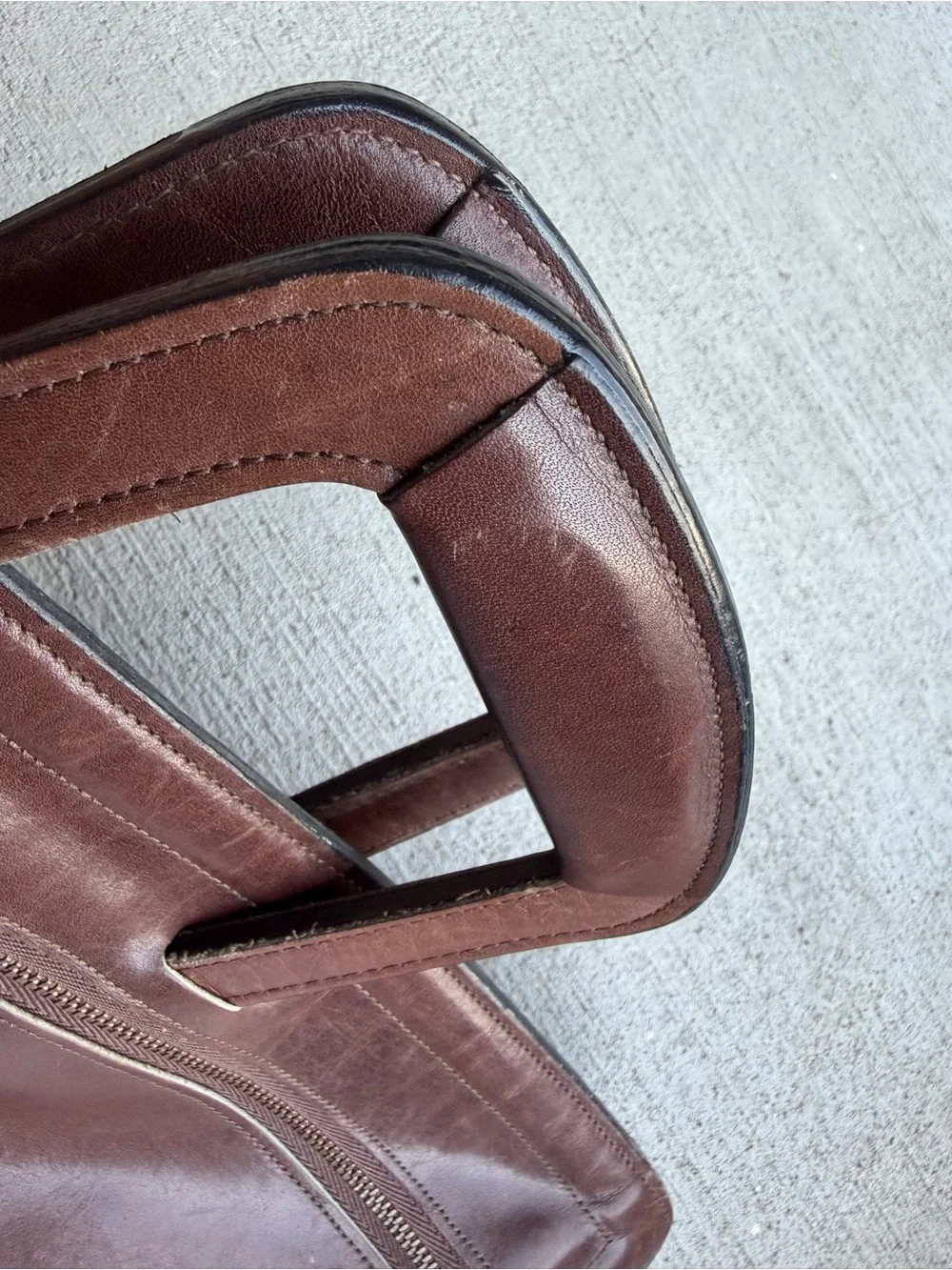 Vintage 1970s–1980s Brown Leather Portfolio Briefcase Document Case C&C Zipper